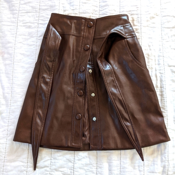 Urban Outfitters Chocolate Faux Leather Mini Skirt - Picture 2 of 4